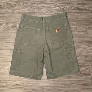 Carhartt Cargo Carpenter Denim Shorts Women’s Size 14 Regular Olive Green Jorts